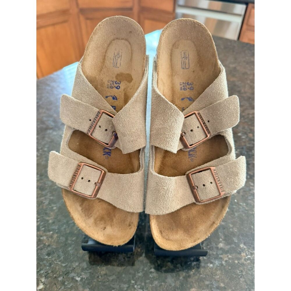 Birkenstock Arizona Soft Footbed Taupe Suede Sandals EU 39 (L8/M6) EUC!